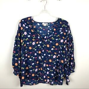 Finn & Grace Floral Oversized Blouse Navy Blue S